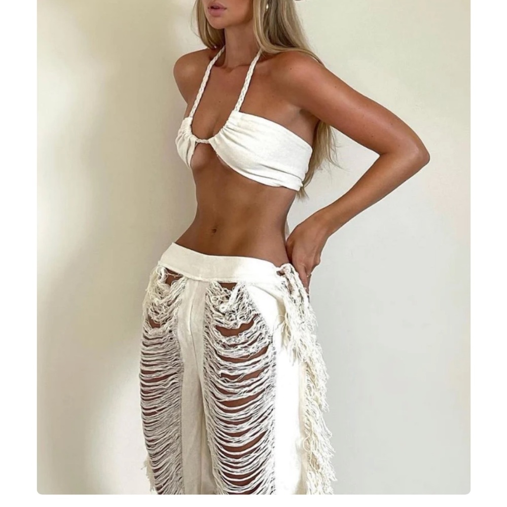 thrifts + threads Alaia Pants in Cream Color